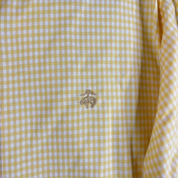 Vintage Brooks Brothers Shirt Men XL Oxford Button Up Yellow Check Supima Cotton - Picture 3 of 8